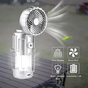 Solar Rechargeable Mini Fan with LED Light